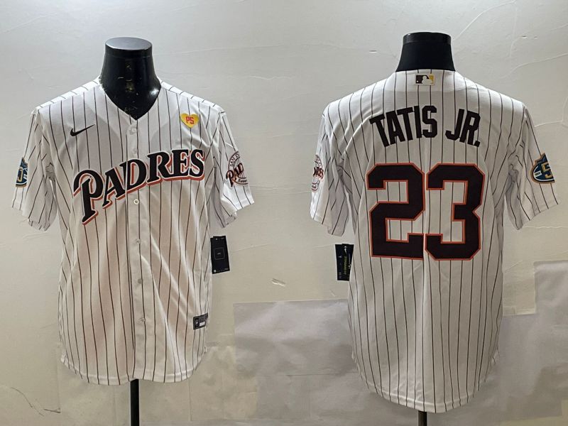 Men San Diego Padres #23 Tatis jr White Stripe Throwback Game 2025 Nike MLB Jersey style 6